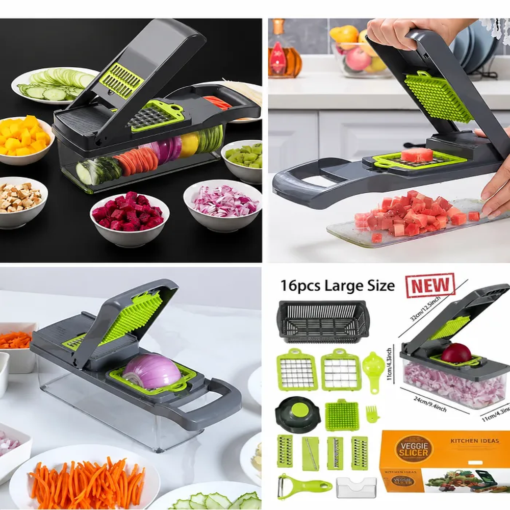 16 Pcs Multifunctional Vegetable Chopper & Slicer-1