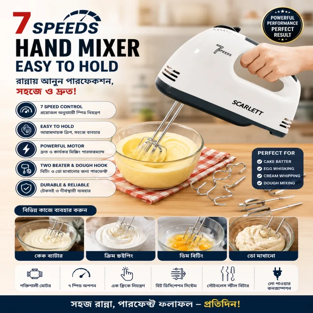 Scarlett 7-Speed Electric Hand Mixer-1