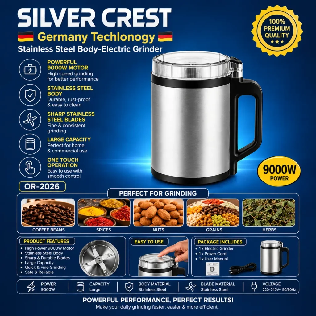 Silver Crest OR-2026 9000W Stainless Steel Electric Grinder-1